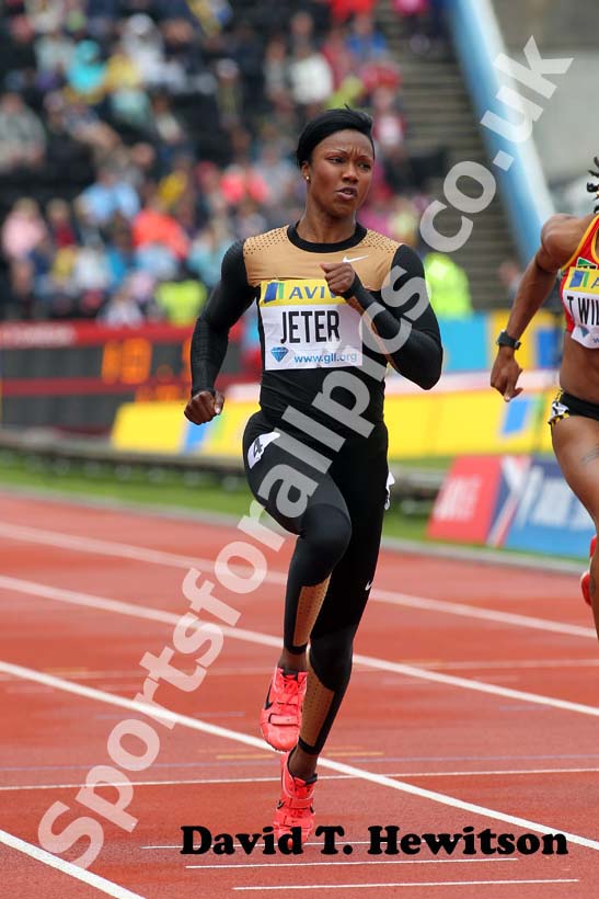 Carmelita Jeter in the 100 metres heats, 2012 Samsung Diamond League, Crystal Palace, London.